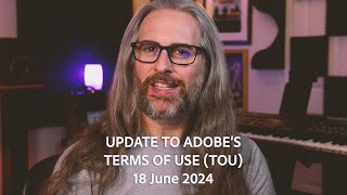 Today we released an update to our Terms of Use | Explanations and Examples
Hello everyone. Today Adobe released an update (with updated language) to our Terms of Use. This version includes updates and clarifications, as well as changes to make it easier to read and understand. I cover a small fraction of the TOU (mostly around questions Ive been receiving from the community).
Here are some additional links for more info not covered in the video.
https://www.adobe.com/legal/terms.html
https://www.adobe.com/go/contentanalysisfaq Today we released an update to our Terms of Use | Explanations and Examples