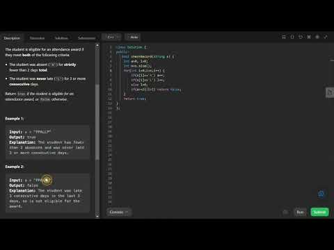 Student Attendance Record I || LeetCode || C++ || Easy Solution || Simple Approach || String || 551