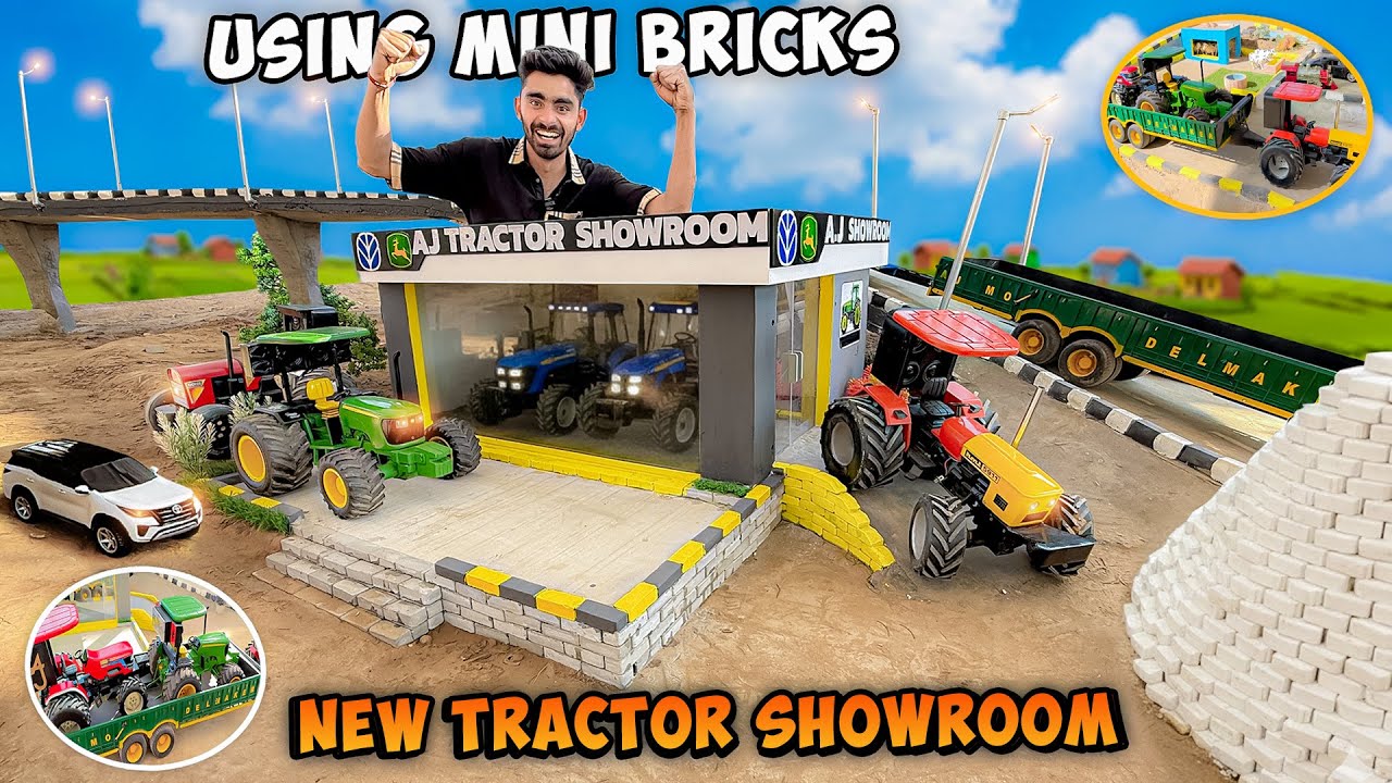 I Build a New Tractor showroom using bricks 🧱 with Rc Tractor 🔥Mini City Construction 🔥🔥