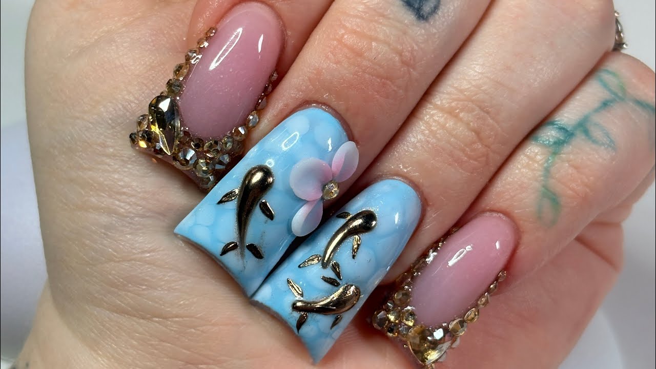 Chrome Koi Fish Duck Nails | Acrylic Nails