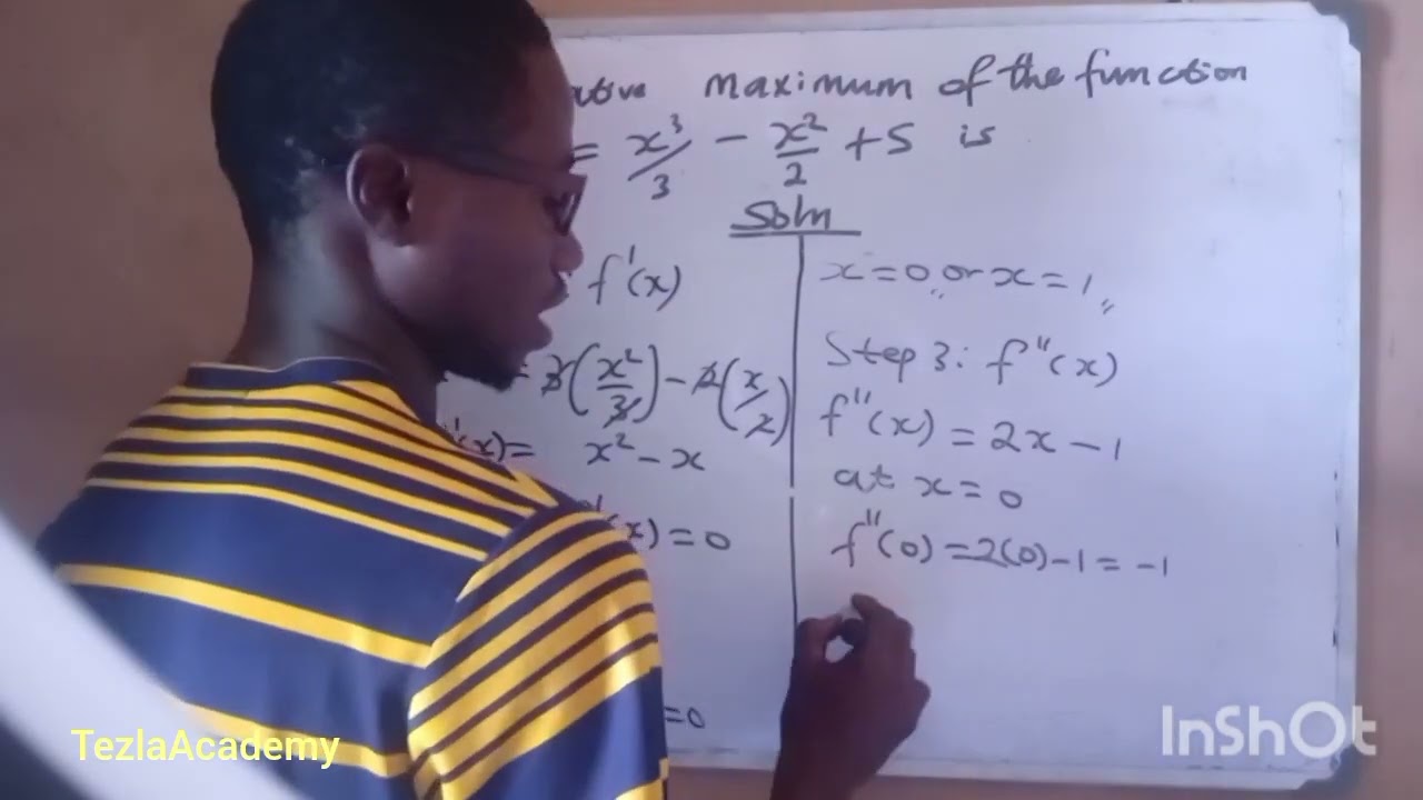 Example problem on Relative maximum of a function