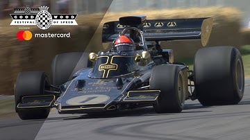 Emerson Fittipaldi reunites with Lotus 72 up Goodwood hill