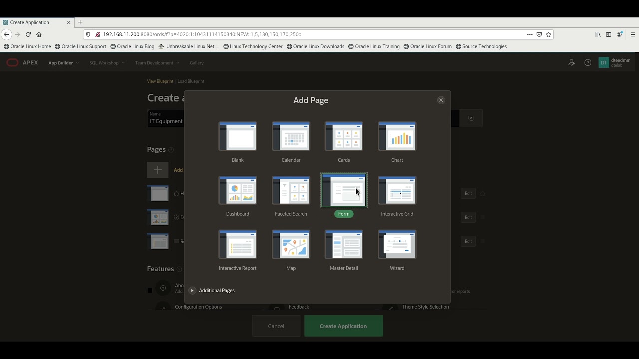 Create sample application on Oracle APEX