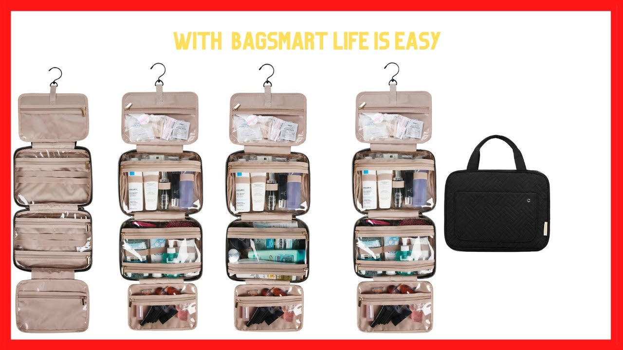 BAGSMART Toiletry Bag Travel Bag with Hanging Hook, Waterresistant