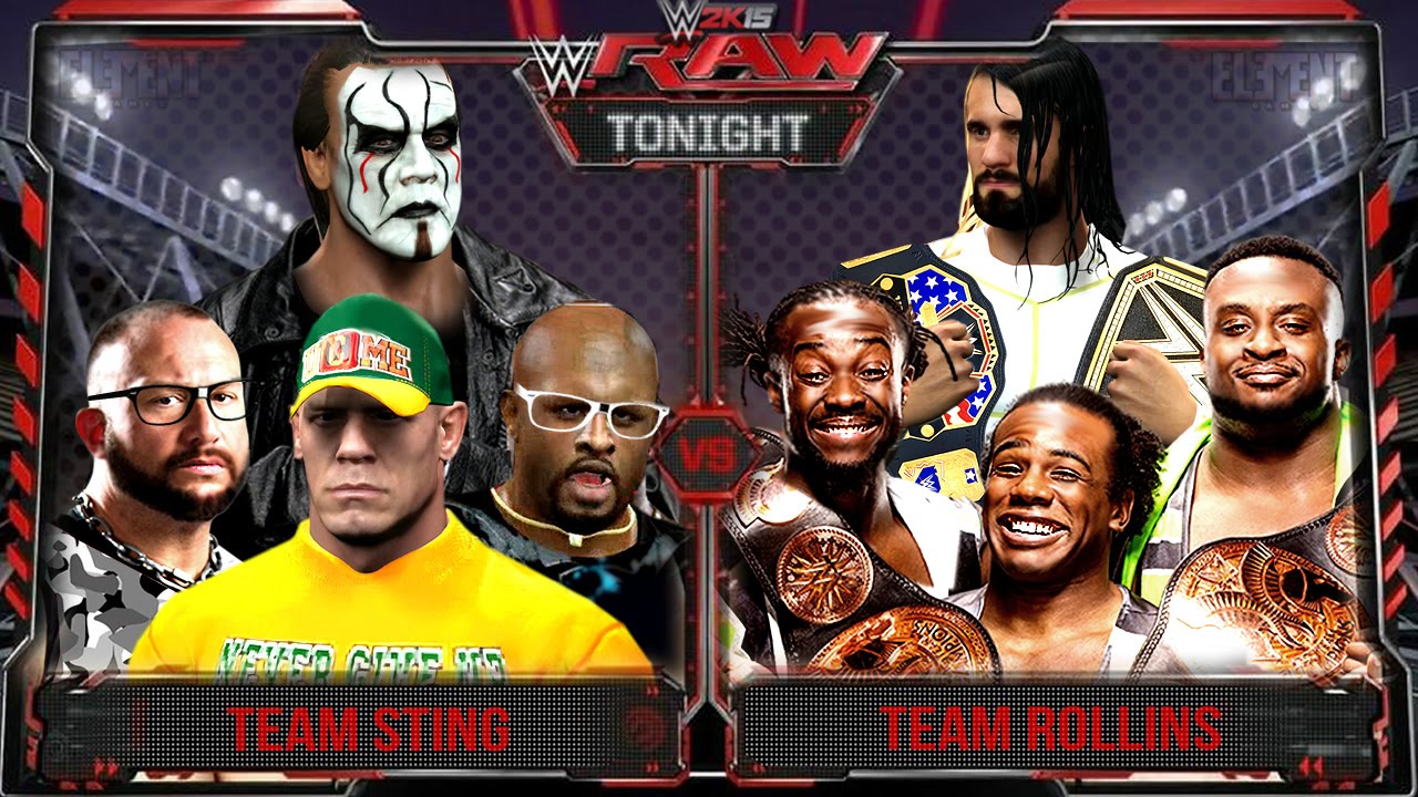 WWE RAW 2K15 : Sting, John Cena & Dudley Boyz vs Seth Rollins & New Day - 31/08/2015 Guest Booker