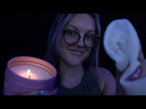 ASMR Camping in the Rain - personal attention role play, dim lighting, rain sounds, tongue clicking