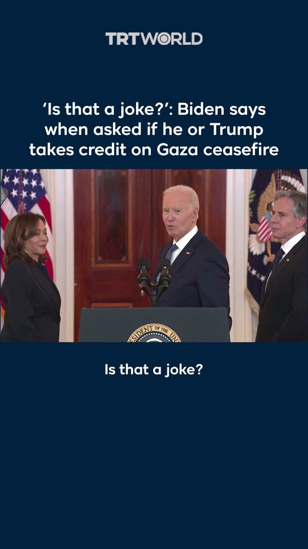 ‘Is that a joke?’: Biden responds when asked if he or Trump takes credit for Gaza ceasefire