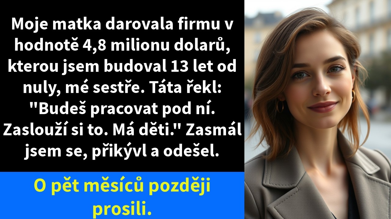 Při rodinné večeři přede mnou položili koženou složku a moje sestra ji otevřela dřív, než kdokoli promluvil. Uvnitř byly převodní papíry na mou firmu, kterou jsem třináct let budovala z ničeho....