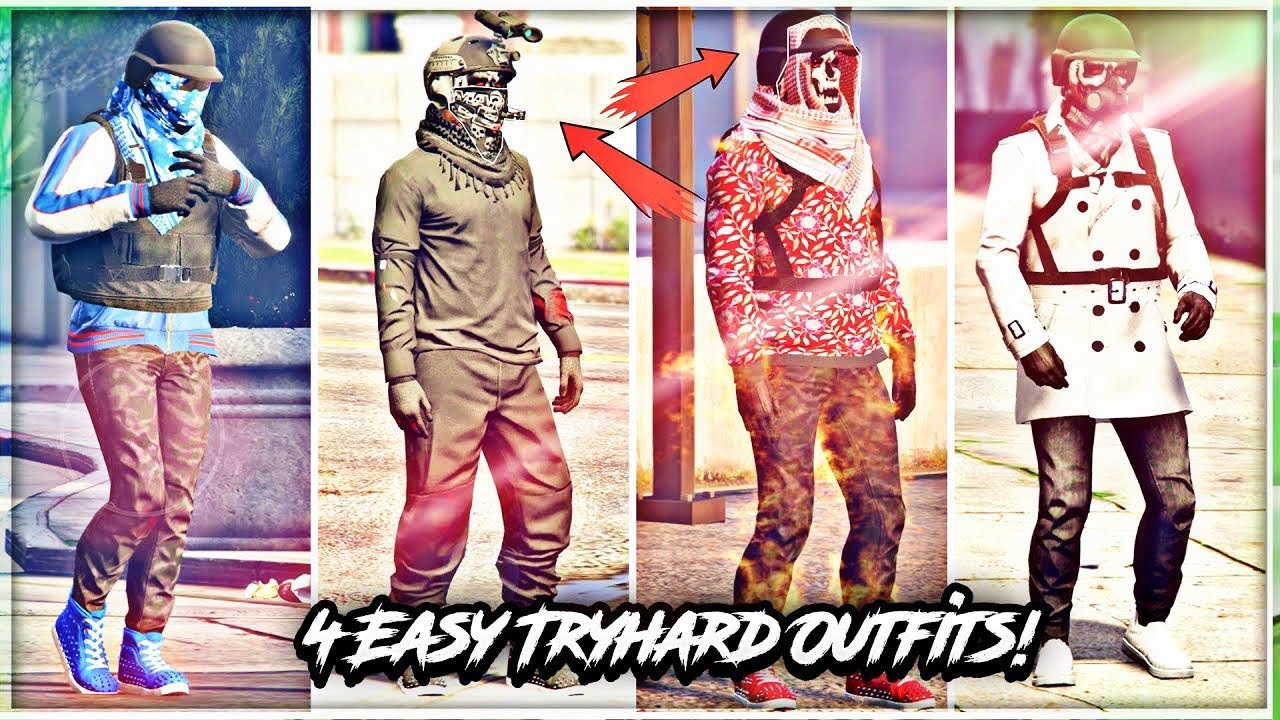 BEST 4 (Easy) TRYHARD Outfits! GTA 5 ONLINE! Using Clothing Glitches ...