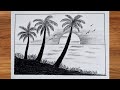 Easy Tropical Sunset Drawing for Beginners | Pencil Sketch Tutorial #art #drawing #trending