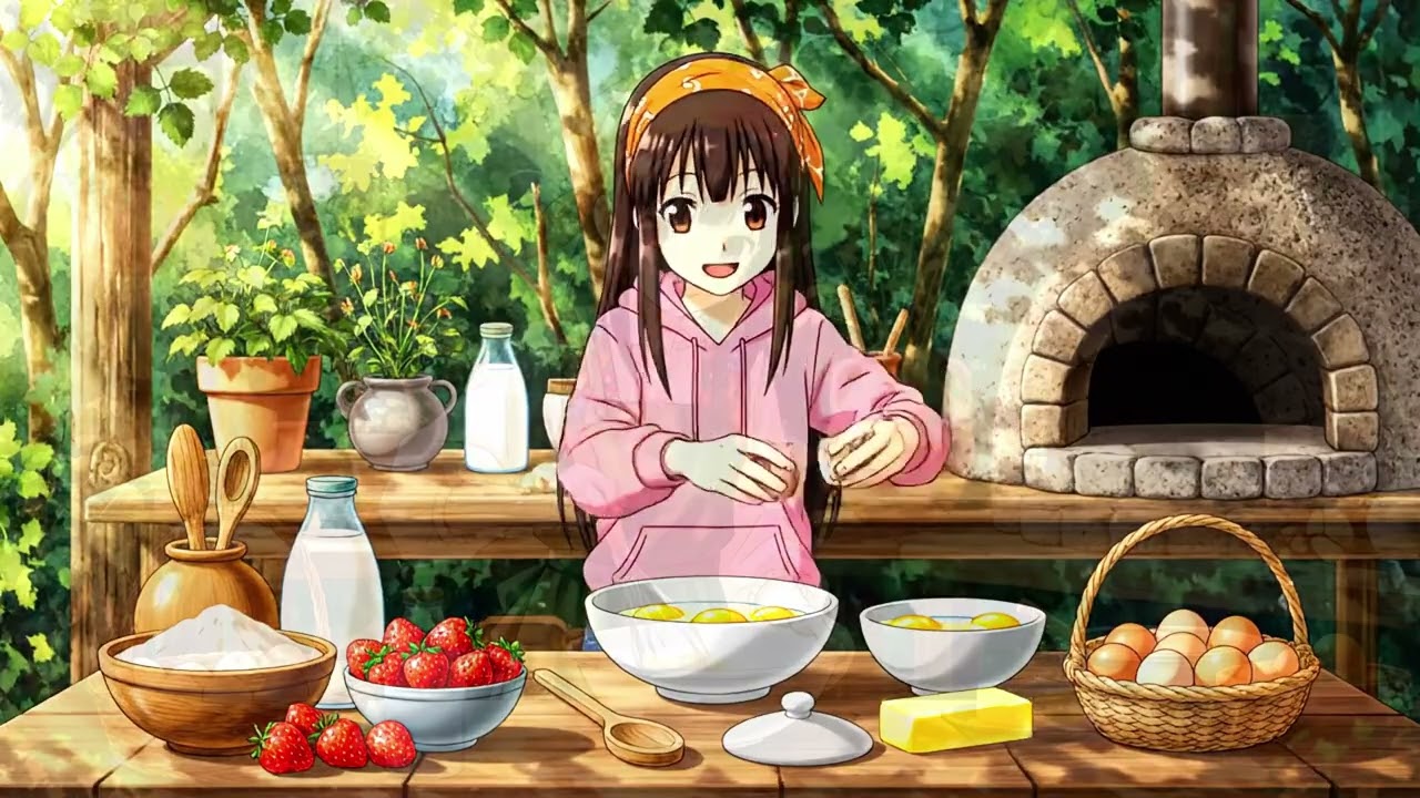 Harving Strawberry and Make Strawberry Shortcake | Cozy Moments | Ghibli Style Video🌿🍎