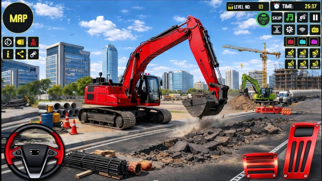🔥New City Road Builder Construction 3D Highway JCB Excavator Simulator -Android GamePlay