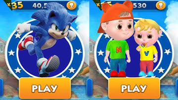 Sonic Prime Dash vs Vlad and Nikita Run - Movie Sonic vs All Bosses Eggman Zazz All 75 Characters