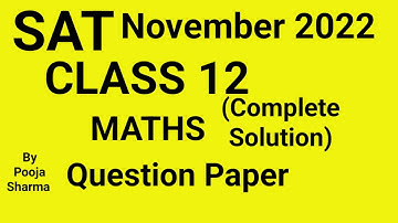Class 12 || Maths || SAT 2 Question Paper Solution || November 2022 || HBSE ||