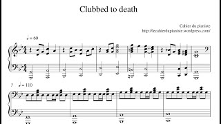 🎹R.dougan✨Matrix (Clubbed To Death) - Piano +🎼Sheet 