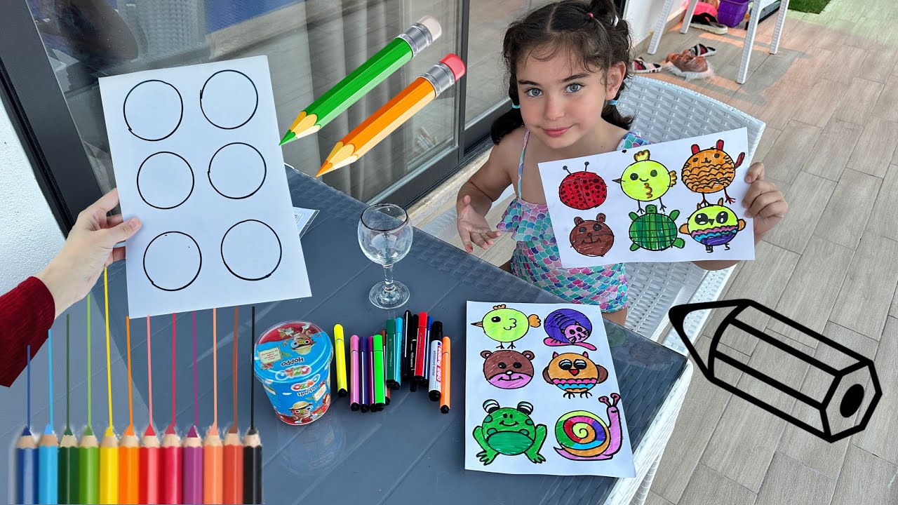 HADİ BARDAK İLE YENİ RESİMLER ÜRETELİM !! DAİRE ÇİZEREK HAYVANLAR YAPALIM !!