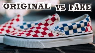 vans checkerboard red blue