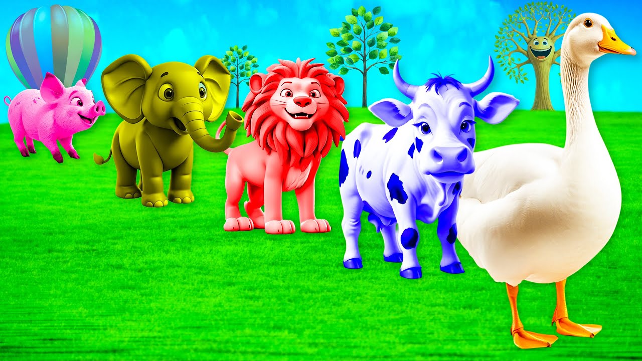 Long Slide Game with Peacock Lion Elephant Gorilla Monkey 3d Animal Game Funny 3d Animals