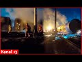 In Russia, wagons full of fuel derailed and overturned on the railway - a huge fire broke out