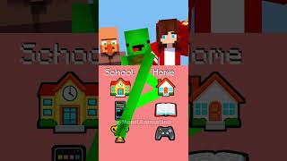 JJ Draw School vs Home - MAIZEN Minecraft Animation #shorts