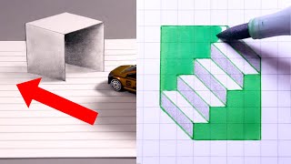 How to Draw - Easy 3D Box Illusion & Art Tricks