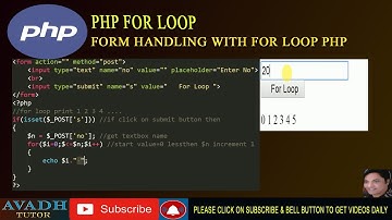 for loop in php | php tutorial | avadh tutor | ripal pandya