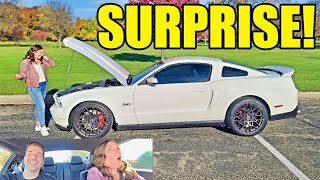 My Wife’s Reaction To Secretly Buying Her A 650 HP Twin Turbo Coyote Mustang \& Her First Drive!