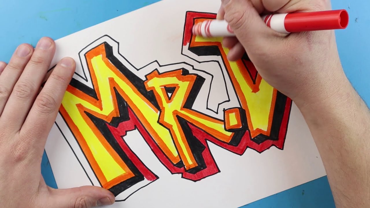 how to draw graffiti names step by step on paper