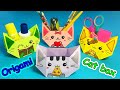 Origami cat box | Back to School 2020 | ОРИГАМИ Коробочка Котик из бумаги своими руками