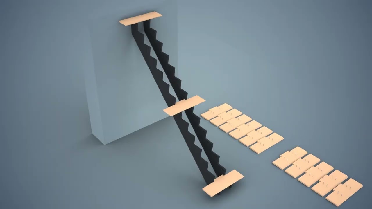 SOGEM Biax rechte trap- Valchromat en beuken hout