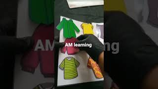 AM learning kids worksheet with glossy cards and herd lamination boy's clothes change activity kids.