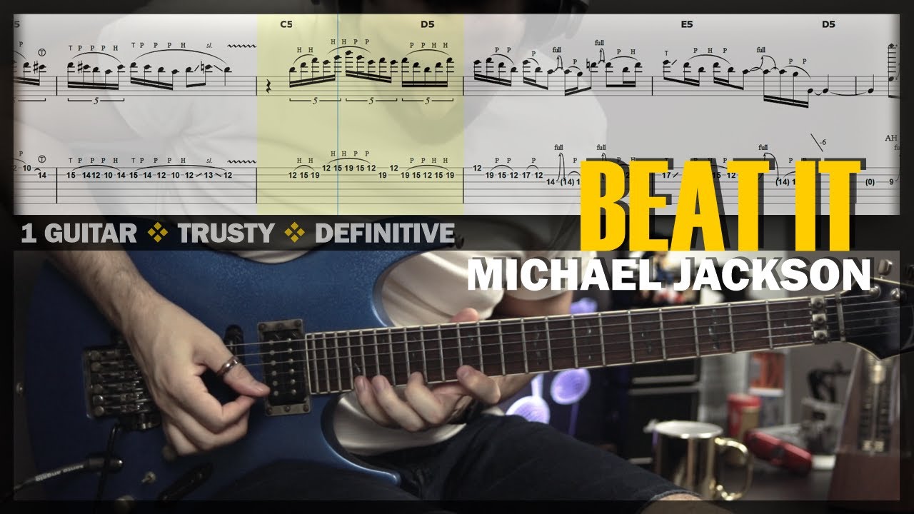 Beat It | Guitar Cover Tab | Solo Lesson | Backing Track with Vocals 🎸 MICHAEL JACKSON & VAN HALEN