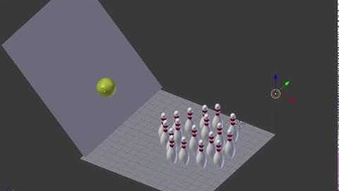 Blender: Bowling ball and a group of bowling pins