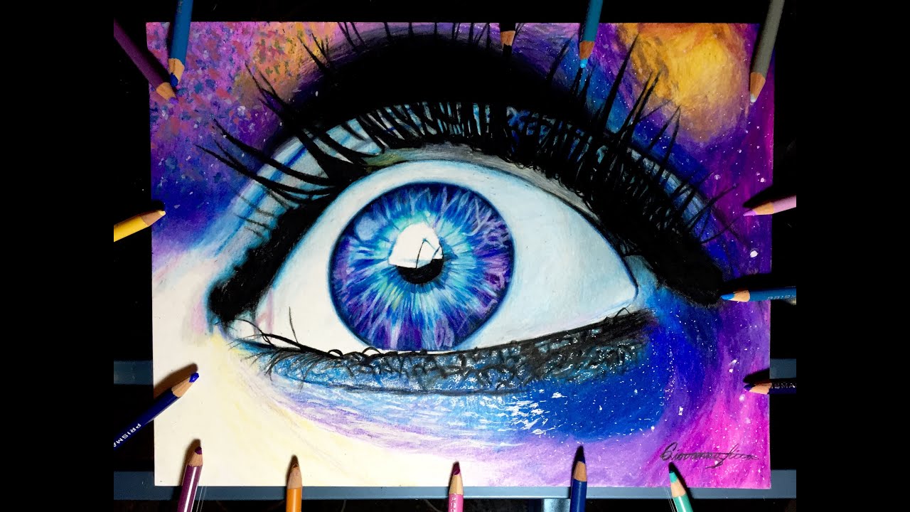 Realistic galaxy eye drawing timelapse - YouTube