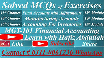 Solved MCQs of Exercises|13th, 14th & 15th Chapter |MGT101| Learn With Hafiz Abdullah