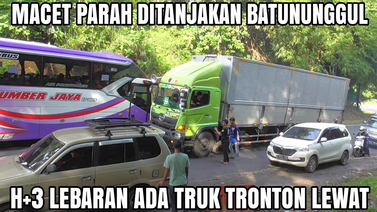 H+3 Lebaran, Tanjakan Batununggul Masih Macet, Ada Truk Tronton Hino Bermuatan Melintas