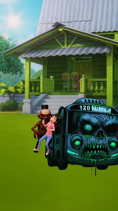 kasihan upinipin kak ros di bawa zombie hamood habibi & zombie bus tayo #animation #cartoon #zombie