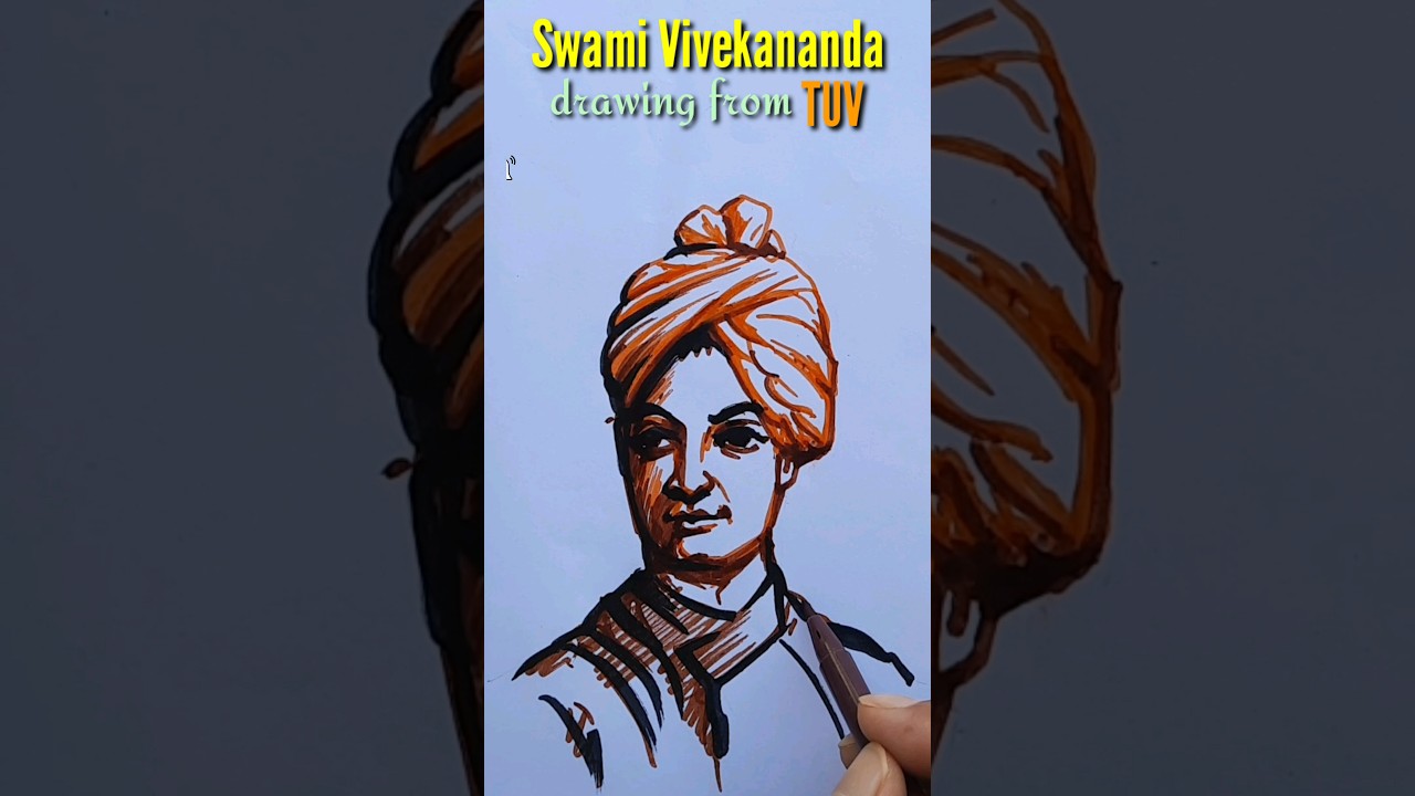 How to draw Swami Vivekananda with letter TUV | Swamiji Drawing 