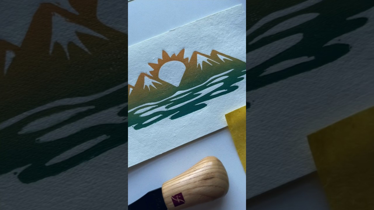 Making an ink gradient block print! 🌄 