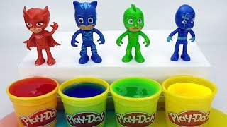 Pj Mask Toys Learn Colors Wrong Heads Painting Slime Playdoh Catboy Owlette Gekko Learning Video