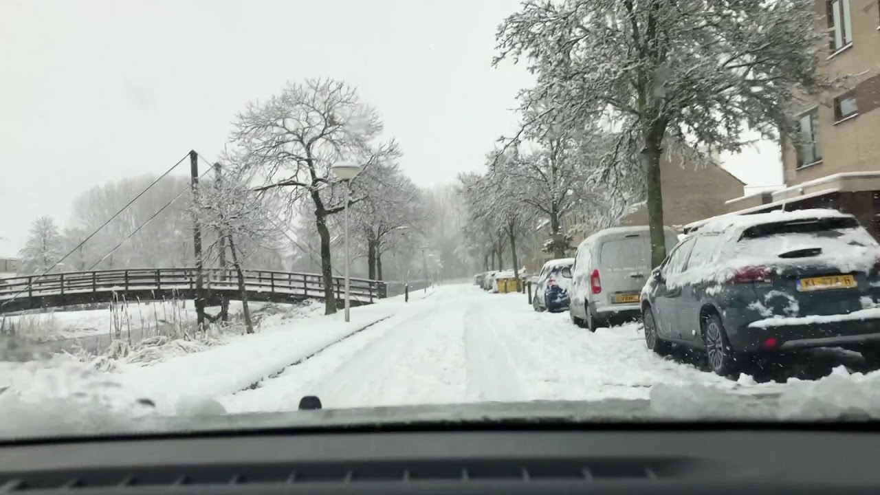 Driving in a Dutch Snow Storm #winterweer #winter - Pijnacker, South