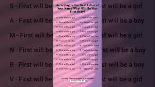 First Letter of Your Name = Your First Baby 😍✨ Boy or Girl?