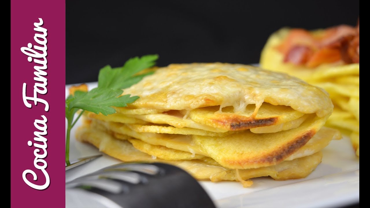 Milhojas de pollo con patatas gratinado con queso l Javier Romero