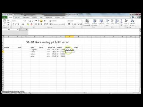 Eks på prosentregning i excel