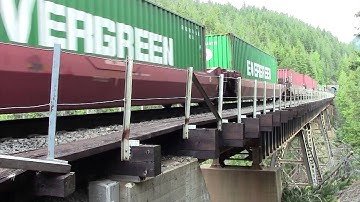 BNSF 5253 Leads Stack Train with DPU Westbound at Gaynor, WA 5-26-13