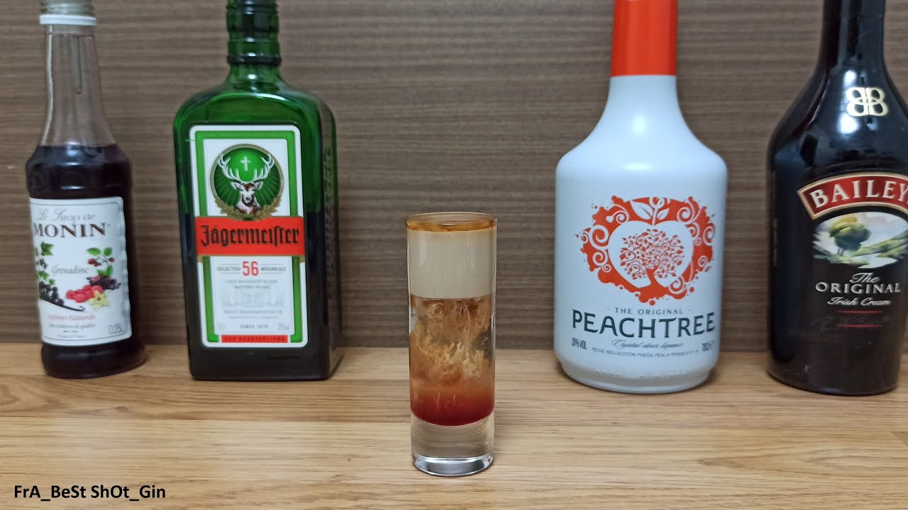 Коктейль Шот Мозг Зомби с Персиковым ликером и Егермейстером How to make Сocktails Shot Zombie Brain