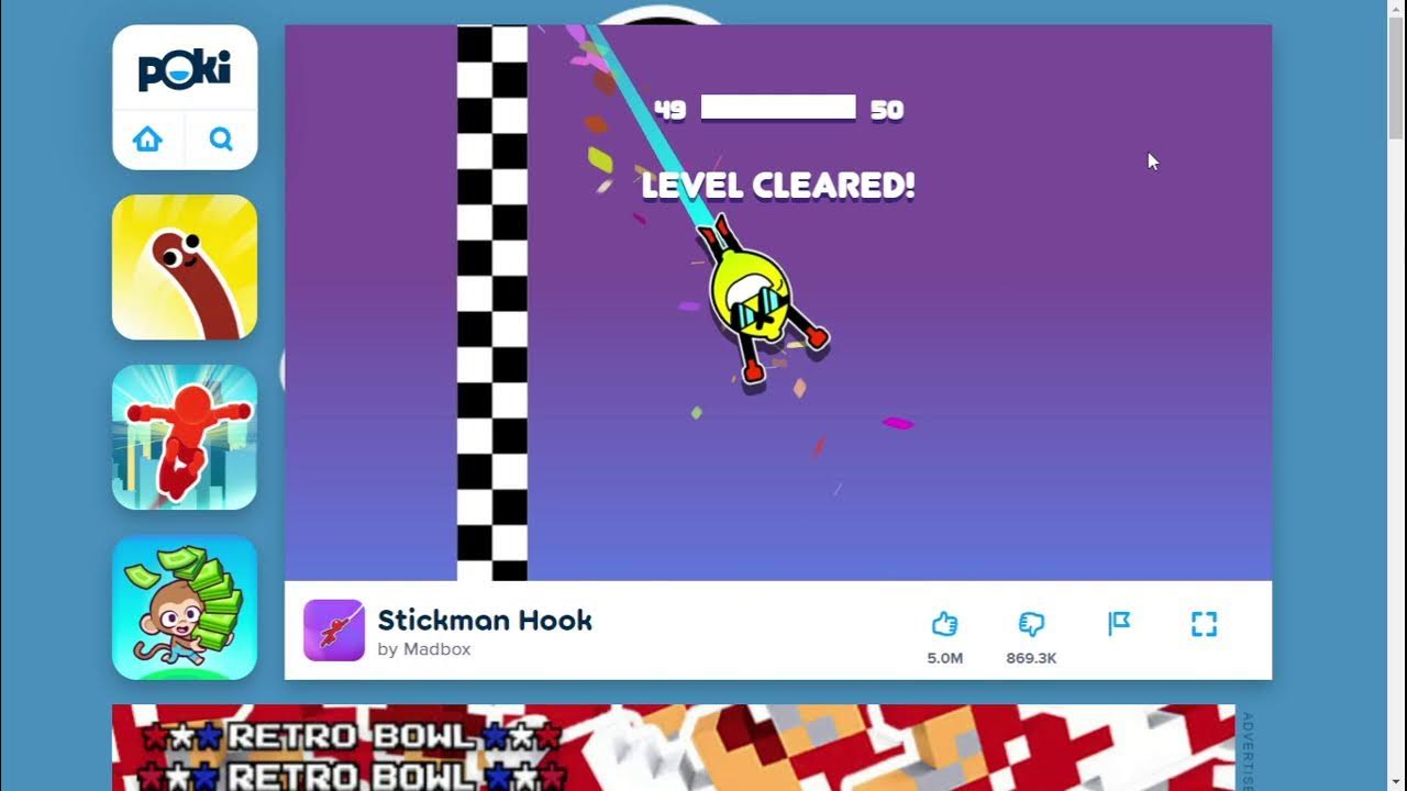 Stickman Hook @poki.com from Level One to Fifty 