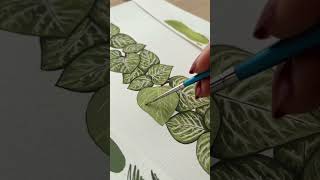 Letter I leaf Painting #botanical  #artist  #illustration