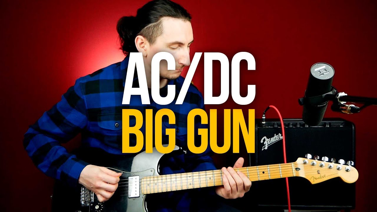 Как играть AC/DC Big Gun на гитаре - YouTube
