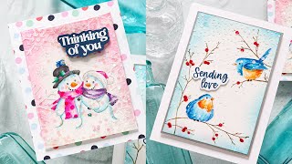 2 Card Ideas with Distress Ink Watercoloring featuring Penny Black Stamps!